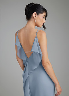 Azazie Veronica Bridesmaid Dresses Dusty Blue Sheath Chiffon Dress image6