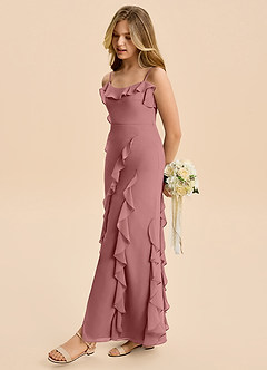 Azazie Phoebe Junior Desert Rose Sheath Ruched Chiffon Dress image3