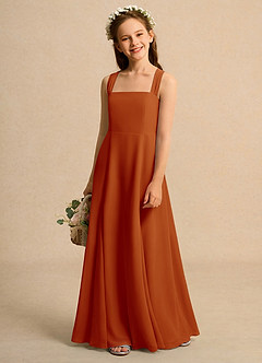 Azazie Tater Junior Formal vestidos de niña de las flores Vestido de Pimenton de Gasa de Corte En A con Plisado image1