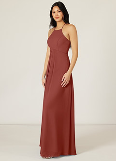 Azazie Sarah Final Sale Auburn Empire Pleated Chiffon Dress image3