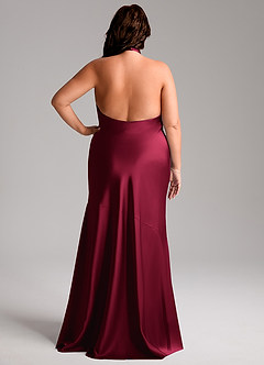 Azazie Lorena Brautjungfernkleider Meerjungfrau-Linie Plissee Stretch-Satin Kleid Burgunderrot image8