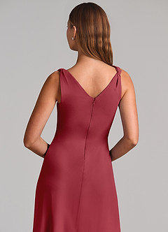 Azazie Nerine Brudtärnklänningar Klä av A-Linje i Chiffong Plisserad Granatäpple image7