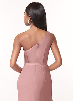 Azazie Liza Bridesmaid Dresses Dusty Rose Mermaid One Shoulder Chiffon Dress image3