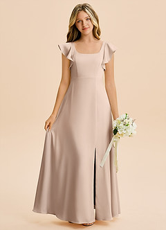 Azazie Bondi Junior English Rose A-Line Side Slit Stretch Satin Dress image1