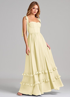 Azazie Anastacia Bridesmaid Dresses Lemon Sorbet A-Line Sweetheart Neckline Chiffon Dress image4