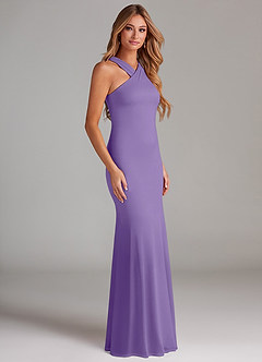 Azazie Doretta Vestidos de damas de honor Vestido de Tahití de Gasa de Corte Sirena con Plisado image4