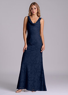 Azazie Rylina Brudtärnklänningar Klä av Sjöjungfru i Blommig Utbrändhet Mörk Marinblå image5