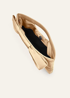 front Matching Color Stretch Satin Bow Embellished Clutch