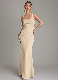 Azazie Agustina Bridesmaid Dresses Champagne Mermaid Corset Chiffon Dress image4