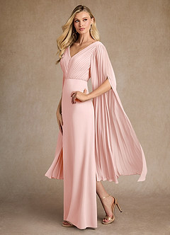 Azazie Ellsworth Klänningar till brudens mor Klänning Kolumn i Stretch crepe Plisserad Rodnande Rosa image4