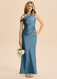 Azazie Emerson Junior Bermuda Sheath Off the Shoulder Stretch Satin Dress image4