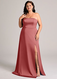 Azazie Wren Bridesmaid Dresses Antique Rose A-Line Strapless Stretch Satin Convertible Dress image8