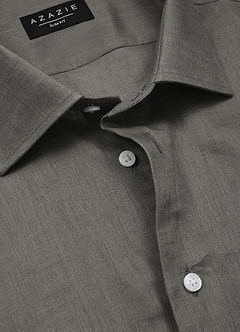 front Elliot Salie Groen Overhemd van 100% linnen