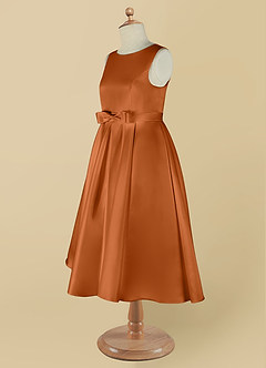 Azazie Coco Flower Girl Dresses Copper A-Line Bow Matte Satin Dress image10