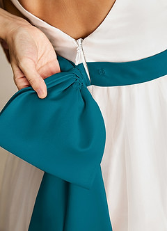 Azazie Lea vestidos de niña de las flores Vestido de Azul Tinta de Tul de Corte En A con Tirante Espagueti image5