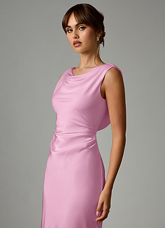 Azazie Kieryn Robes de demoiselle d'honneur Robe Sirène en Satin extensible Plissée Rose Bonbon image7