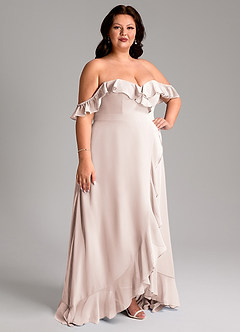Azazie Lyra Robes de demoiselle d'honneur Robe Trapèze Convertible en Mousseline de soie Rose Pétale image13