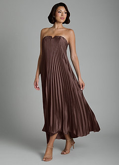 Azazie Rayna Bridesmaid Dresses Ganache A-Line Strapless Stretch Satin Dress image4