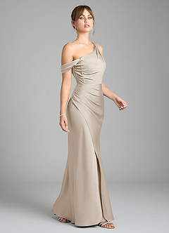 Azazie Madelyn Bridesmaid Dresses Frost Mermaid One Shoulder Stretch Satin Convertible Dress image5
