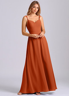 Azazie Beatrice Bridesmaid Dresses Burnt Orange A-Line Sweetheart Neckline Chiffon Dress image4