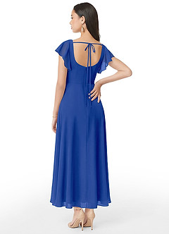 Azazie Bondi Bridesmaid Dresses Royal Blue A-Line Ruched Chiffon Dress image5