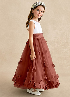 Azazie Vi Flower Girl Klänningar Klänning A-Line i Tyll Ärmlös image7