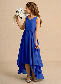 Azazie Kitten Junior Formal Flower Girl Dresses Royal Blue A-Line Chiffon Dress image5