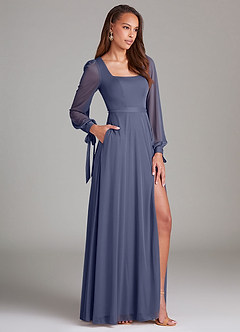 Azazie Leonia Bridesmaid Dresses Stormy A-Line Long Sleeve Mesh Dress image3