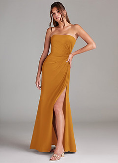 Azazie Aliani Bridesmaid Dresses Butterscotch Sheath Strapless Chiffon Convertible Dress image4