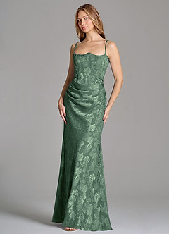 Azazie Ezrena Abiti da Damigella Abito Convertibile Sirena in Burnout Floreale Senza Cinturino Eucalipto image6