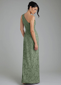 Azazie Akilah Robes de demoiselle d'honneur Robe Sirène en Blumen-Burnout Asymétrique Matcha image2