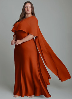 Azazie Stefania Bridesmaid Dresses Paprika A-Line Stretch Satin Dress image10
