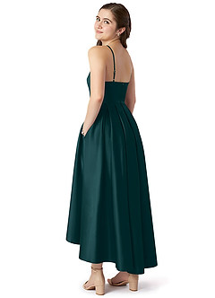 Azazie Jemima Junior A-Linie mit Taschen Stretch-Satin Kleid Kiefer image5