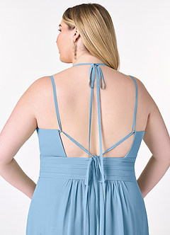 Azazie Farren Bridesmaid Dresses Steel Blue A-Line Pleated Chiffon Convertible Dress image14