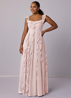 Barbie ♥ Azazie Bridesmaid Dresses Blushing Pink A-Line with Pockets Chiffon Dress image9