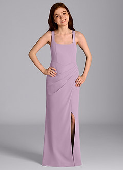 Azazie Mero Junior Meerjungfrau-Linie Plissee Chiffon Kleid Blauregen image1