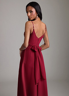 Azazie Kali Bridesmaid Dresses Burgundy A-Line Pleated Chiffon Dress image2