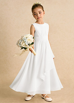 Azazie Edelweiss Flower Girl Dresses Ivory A-Line Pleated Chiffon Dress image3