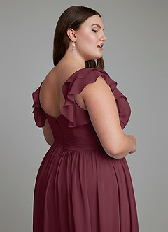 Azazie Anaya Abiti da Damigella Abito A-Line in Chiffon Scollo a Cuore Cabernet image15