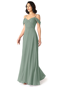 Azazie Tancie Bridesmaid Dresses Silver Sage A-Line Off the Shoulder Chiffon Convertible Dress image3