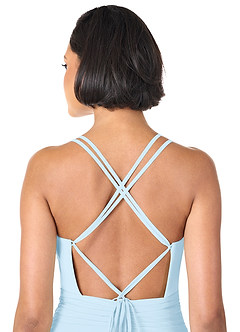 Azazie Farren Robes de demoiselle d'honneur Robe Trapèze Convertible en Mousseline de soie Plissée Bleu Ciel image2