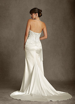 Azazie Angel Wedding Dresses Antique White Mermaid Strapless Charmeuse Dress image3