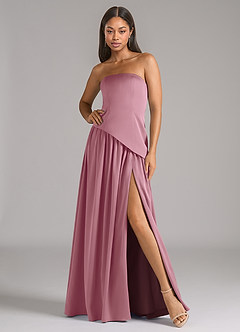 Azazie Adeline Bridesmaid Dresses Vintage Mauve A-Line Strapless Stretch Satin Convertible Dress image1