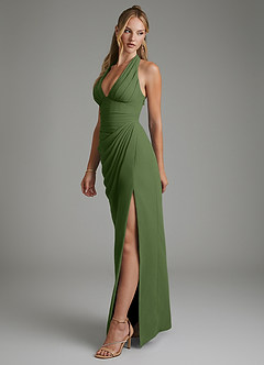 Azazie Tina Bridesmaid Dresses Olive Mermaid Corset Chiffon Dress image5