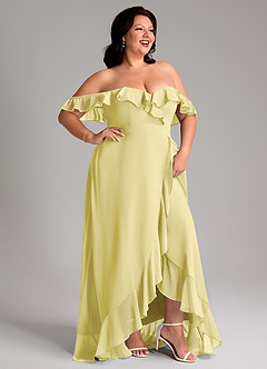 Azazie Lyra Brautjungfernkleider Wandelbar A-Linie Cabrio Chiffon Kleid Zitronensorbet image4