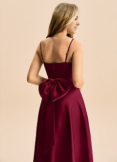 Azazie Rumi Junior Linia A Pofałdowany Satyna elastyczna Długość podłogi Młodsza druhna Sukienka image6