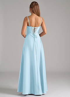 Azazie Valentine Bridesmaid Dresses Sky Blue A-Line Corset Stretch Satin Dress image5