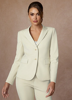 front Whitney Ivory Structured Stretch Blazer