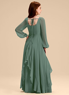 Azazie Clara Junior Eucalyptus A-Line Blouson Chiffon Dress image8