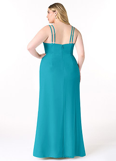 Azazie Leo Bridesmaid Dresses Jade Mermaid V-Neck Pleated Chiffon Dress image8